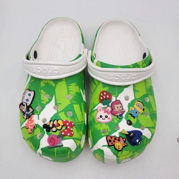 Crocs x Palm Trees Greeny Classic Clog Disney Pins Womens‎ Sz 8 Mens 10 Slip On main image 5